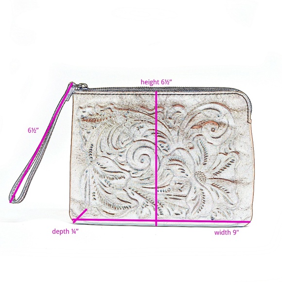 PATRICIA NASH Cassini Tooled Leather Wristlet in Tan - Picture 2 of 11